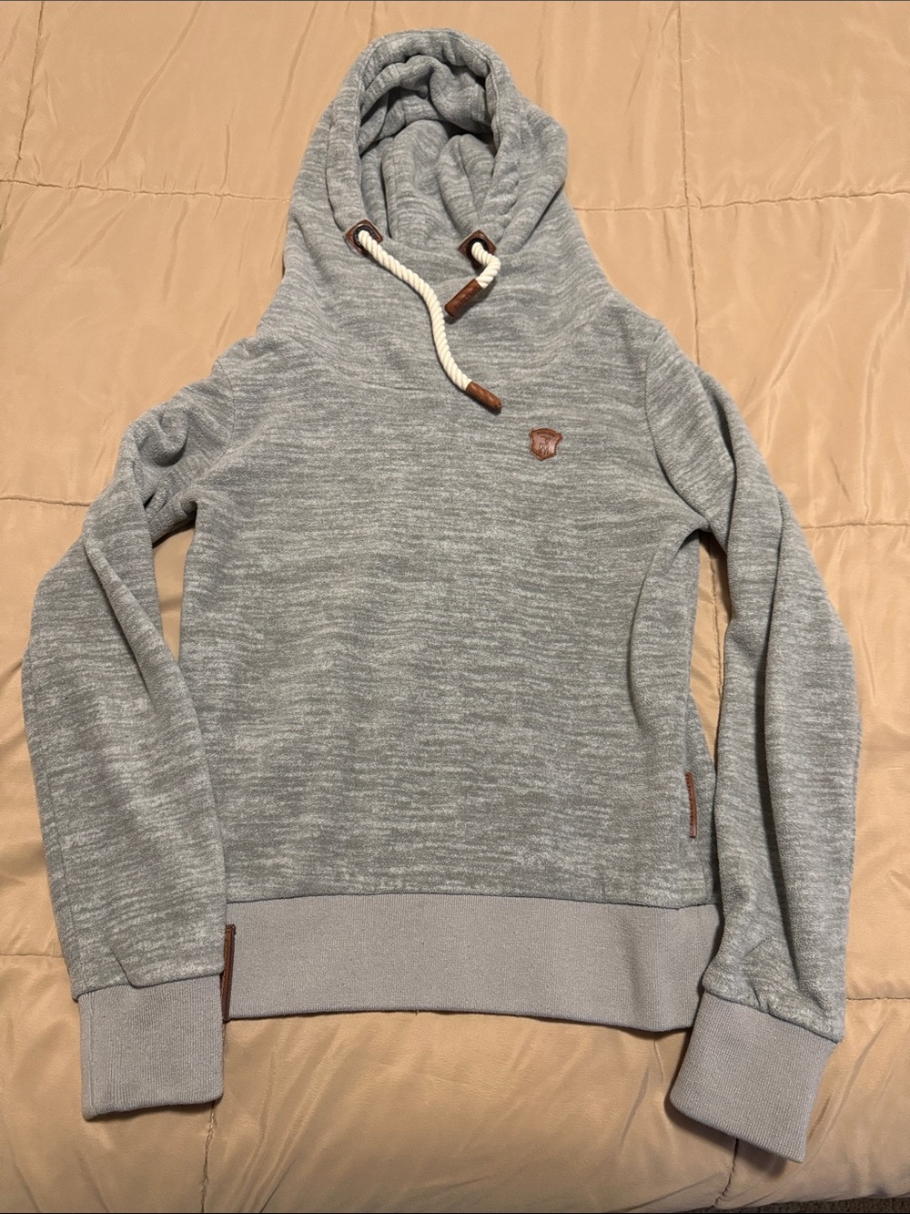 Naketano Light Gray Women’s hoodie with Rope Drawcord